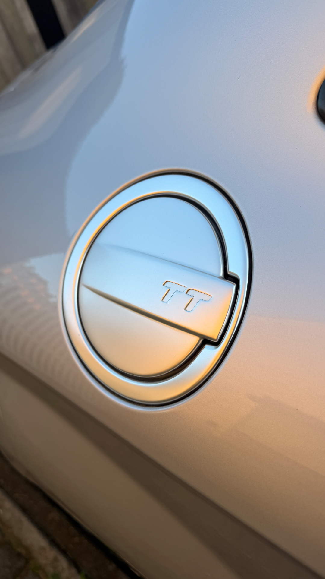TT fuel cap on gleaming silver paint