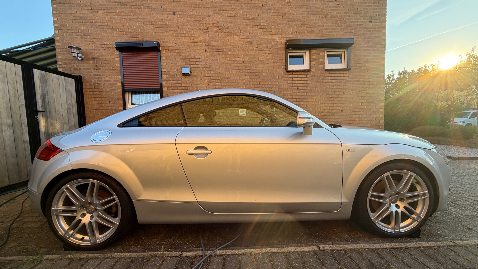 Silver Audi TT S-line side profile after detail